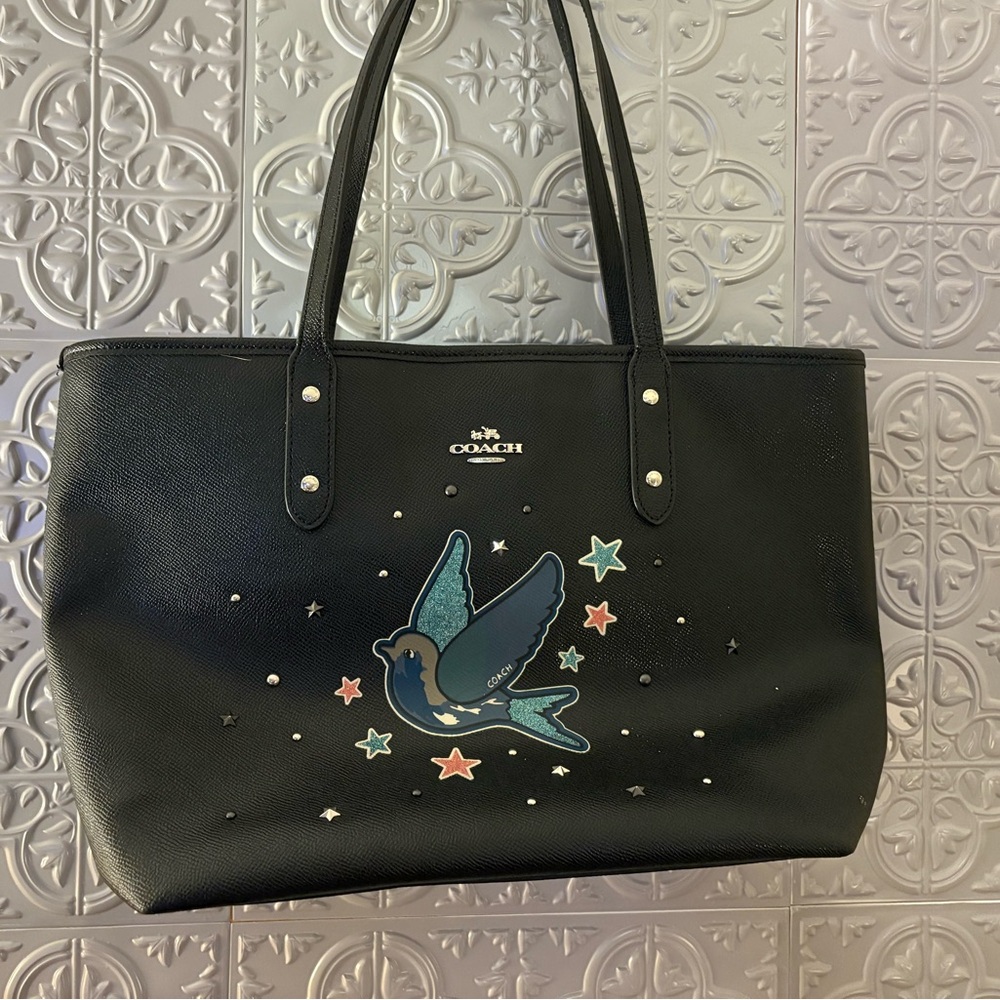 Coach City Zip Tote with Bird and Stars